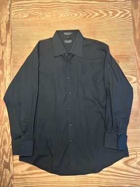 Milani Black Long-Sleeve Dress Shirt - Solid Black